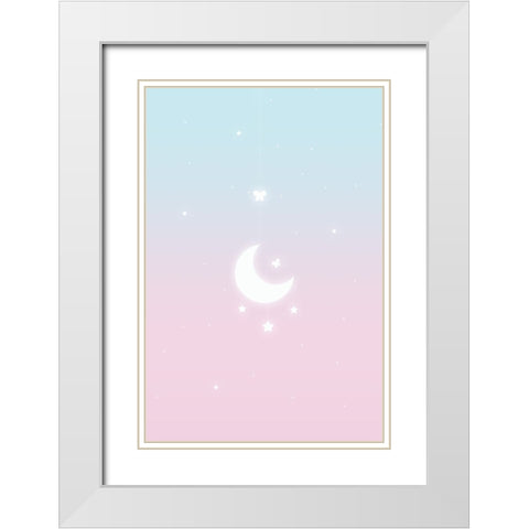 Pink Moon White Modern Wood Framed Art Print with Double Matting by Thai, Xuan