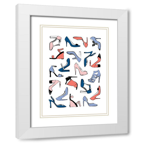 Colourful Heels White Modern Wood Framed Art Print with Double Matting by Martina