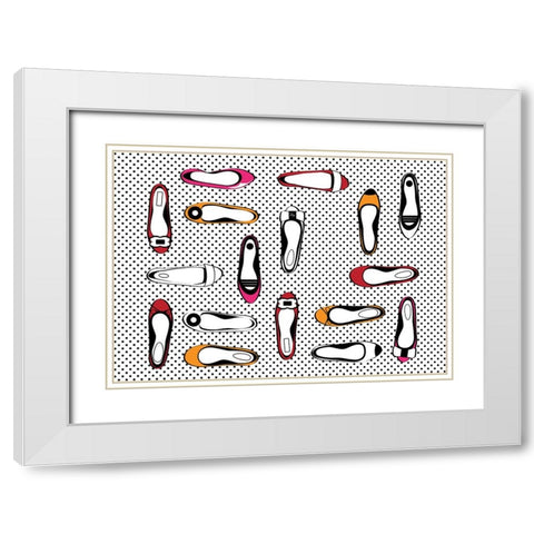 Dot Flats White Modern Wood Framed Art Print with Double Matting by Martina