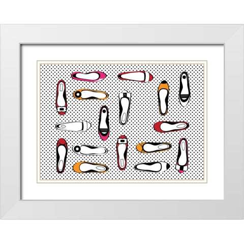 Dot Flats White Modern Wood Framed Art Print with Double Matting by Martina