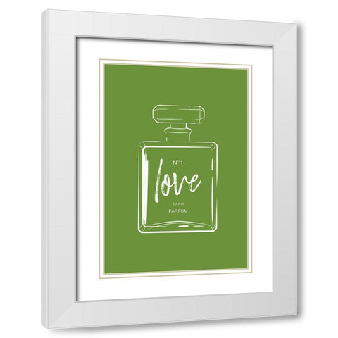 Green Perfume White Modern Wood Framed Art Print with Double Matting by Martina