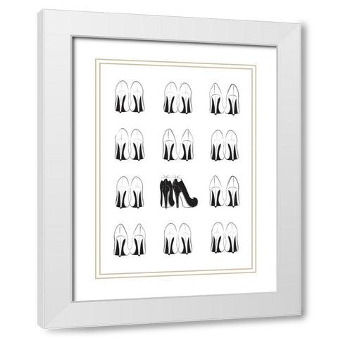 Heels White Modern Wood Framed Art Print with Double Matting by Martina