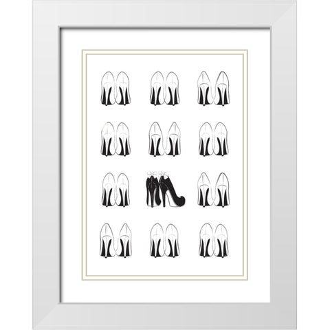 Heels White Modern Wood Framed Art Print with Double Matting by Martina