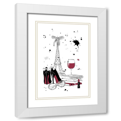 Living in Paris White Modern Wood Framed Art Print with Double Matting by Martina