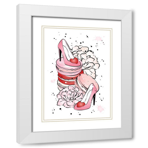 Peony Heels White Modern Wood Framed Art Print with Double Matting by Martina