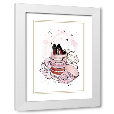 Peony Macarons White Modern Wood Framed Art Print with Double Matting by Martina