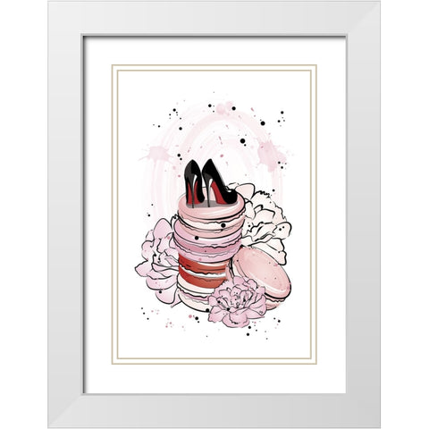 Peony Macarons White Modern Wood Framed Art Print with Double Matting by Martina