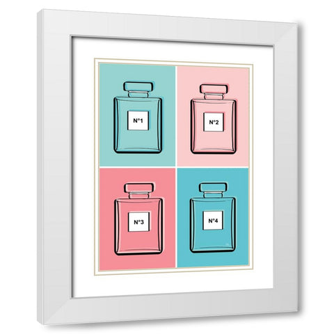 Pastel Perfumes White Modern Wood Framed Art Print with Double Matting by Martina