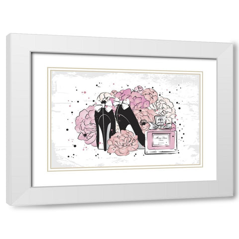 Peony Fashion White Modern Wood Framed Art Print with Double Matting by Martina