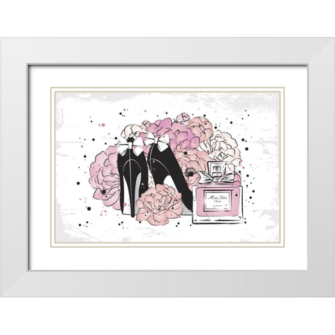 Peony Fashion White Modern Wood Framed Art Print with Double Matting by Martina