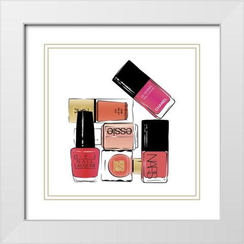 Pink Beauty White Modern Wood Framed Art Print with Double Matting by Martina