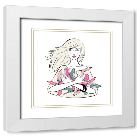 Shoe Lover White Modern Wood Framed Art Print with Double Matting by Martina
