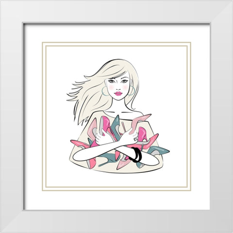 Shoe Lover White Modern Wood Framed Art Print with Double Matting by Martina