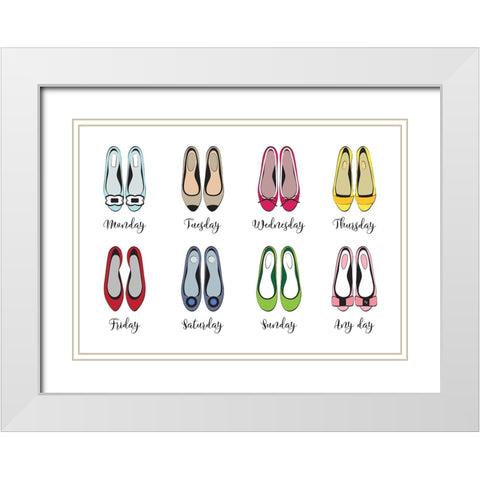 Week Shoes White Modern Wood Framed Art Print with Double Matting by Martina