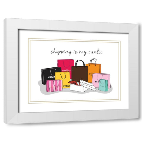 Shopping Cardio White Modern Wood Framed Art Print with Double Matting by Martina