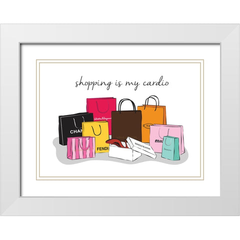 Shopping Cardio White Modern Wood Framed Art Print with Double Matting by Martina