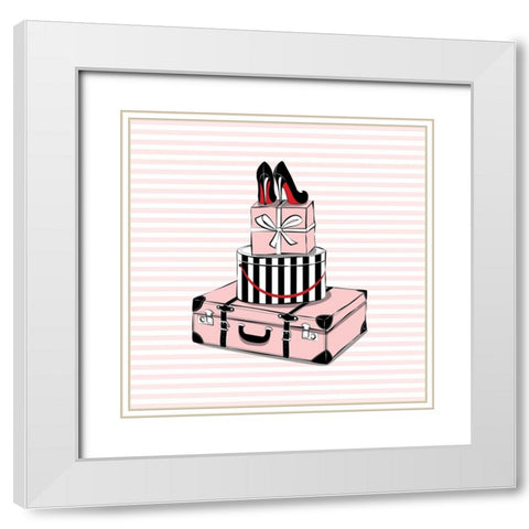 Stylish Travels White Modern Wood Framed Art Print with Double Matting by Martina