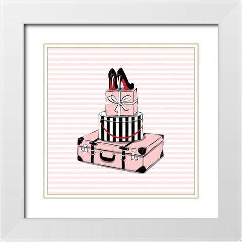 Stylish Travels White Modern Wood Framed Art Print with Double Matting by Martina