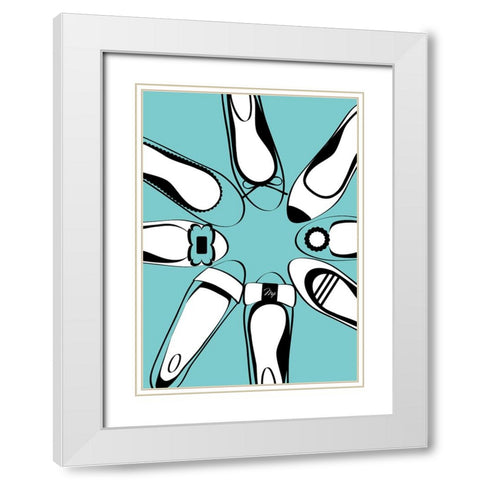 Blue Ballerinas White Modern Wood Framed Art Print with Double Matting by Martina