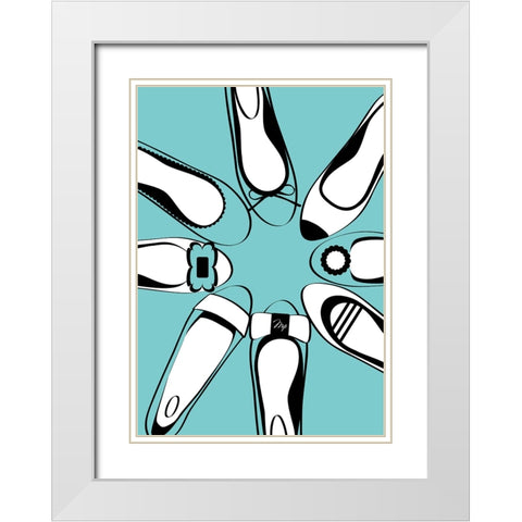 Blue Ballerinas White Modern Wood Framed Art Print with Double Matting by Martina