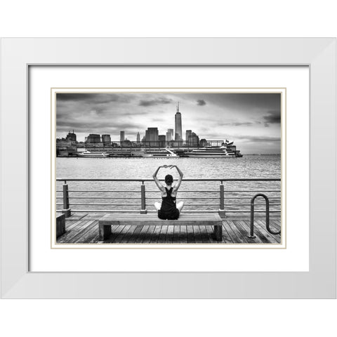 Momentum White Modern Wood Framed Art Print with Double Matting by Guyot, Michel