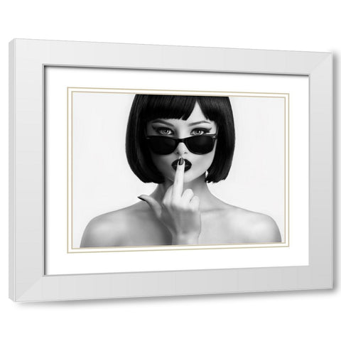 Kiss This White Modern Wood Framed Art Print with Double Matting by Drake, David