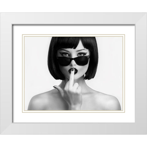 Kiss This White Modern Wood Framed Art Print with Double Matting by Drake, David