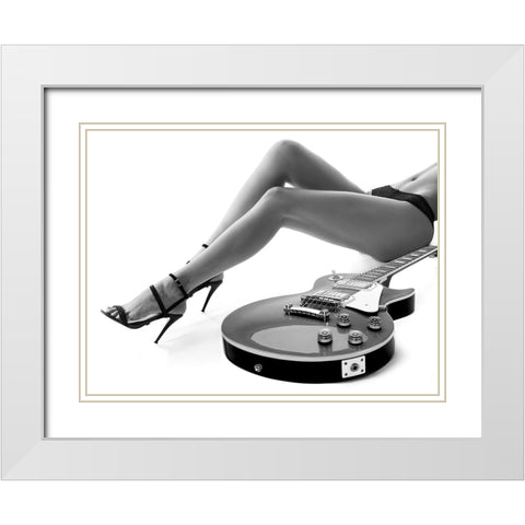 Leggy Les Paul White Modern Wood Framed Art Print with Double Matting by Drake, David