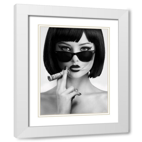Smoke This White Modern Wood Framed Art Print with Double Matting by Drake, David