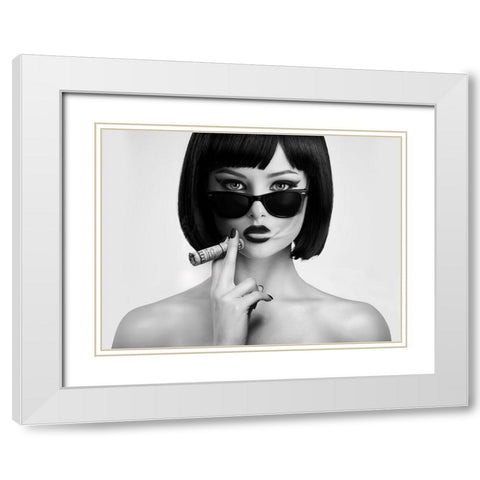 Smoke This White Modern Wood Framed Art Print with Double Matting by Drake, David