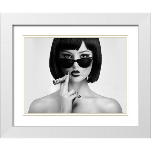 Smoke This White Modern Wood Framed Art Print with Double Matting by Drake, David