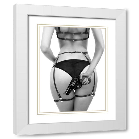 Loves A Loaded Gun White Modern Wood Framed Art Print with Double Matting by Drake, David