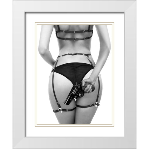 Loves A Loaded Gun White Modern Wood Framed Art Print with Double Matting by Drake, David