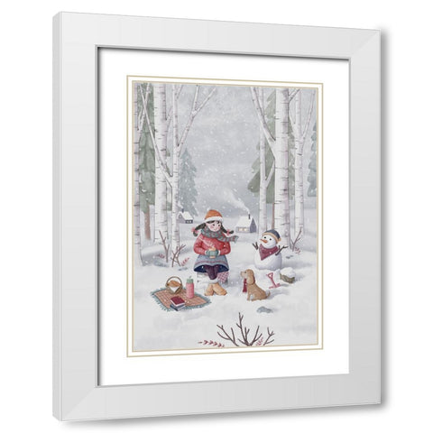 Winter Girl White Modern Wood Framed Art Print with Double Matting by Thai, Xuan