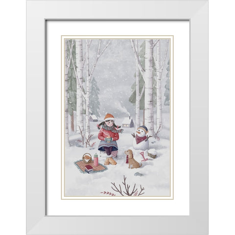 Winter Girl White Modern Wood Framed Art Print with Double Matting by Thai, Xuan