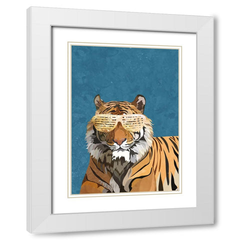 Hip Hop Tiger White Modern Wood Framed Art Print with Double Matting by Manovski, Sarah