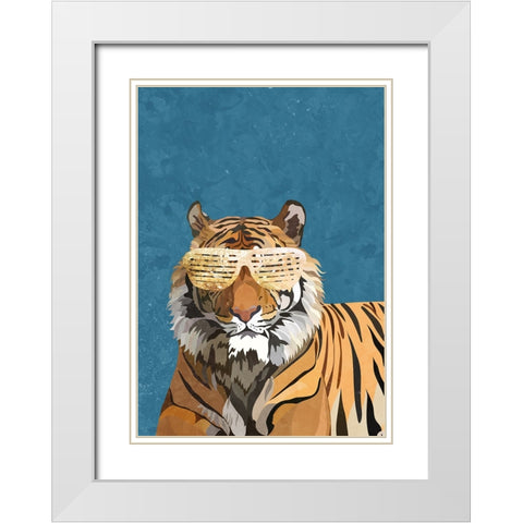 Hip Hop Tiger White Modern Wood Framed Art Print with Double Matting by Manovski, Sarah