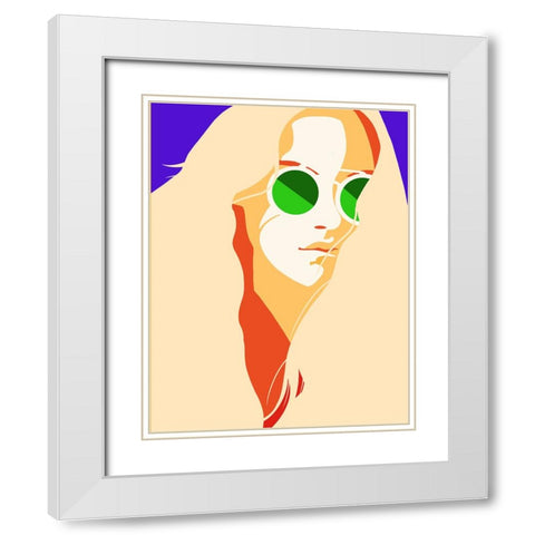 Hippie Girl White Modern Wood Framed Art Print with Double Matting by Harstedt, Tomas