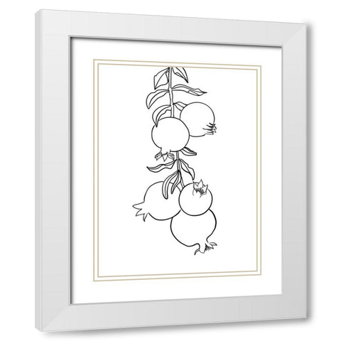 Branch of pomegranates White Modern Wood Framed Art Print with Double Matting by Laiz Blursbyai, Rosana