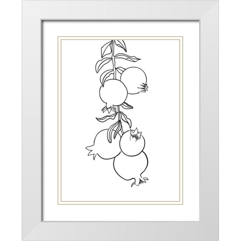Branch of pomegranates White Modern Wood Framed Art Print with Double Matting by Laiz Blursbyai, Rosana