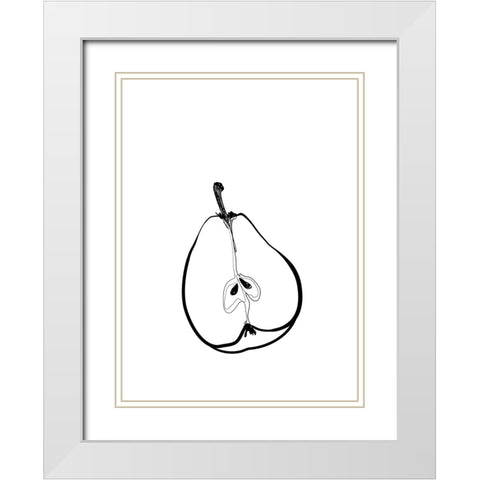 Line art half pear White Modern Wood Framed Art Print with Double Matting by Laiz Blursbyai, Rosana