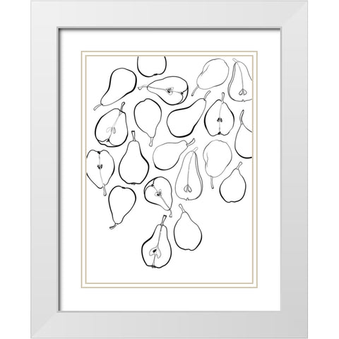 Line art pears White Modern Wood Framed Art Print with Double Matting by Laiz Blursbyai, Rosana