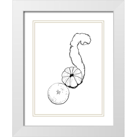 Line art tangerine White Modern Wood Framed Art Print with Double Matting by Laiz Blursbyai, Rosana
