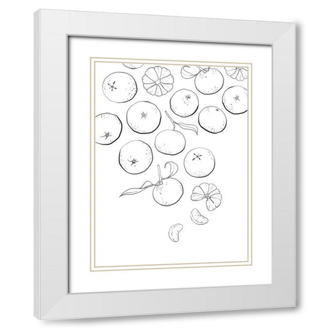 Line art tangerines White Modern Wood Framed Art Print with Double Matting by Laiz Blursbyai, Rosana
