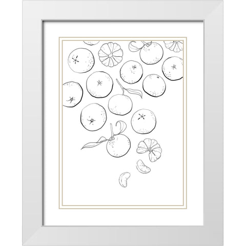 Line art tangerines White Modern Wood Framed Art Print with Double Matting by Laiz Blursbyai, Rosana