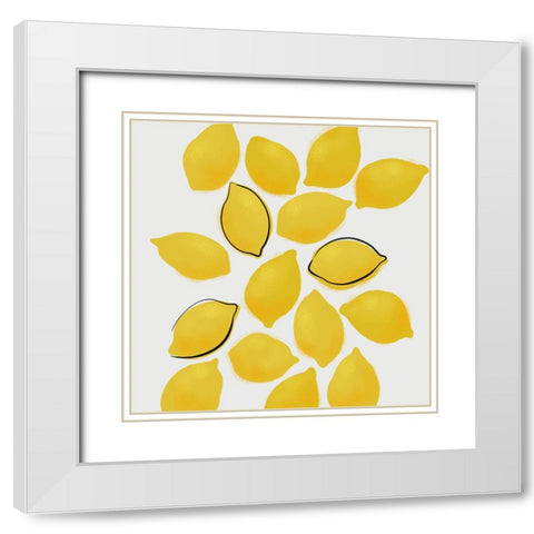 Lemons White Modern Wood Framed Art Print with Double Matting by Laiz Blursbyai, Rosana