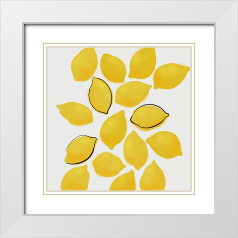 Lemons White Modern Wood Framed Art Print with Double Matting by Laiz Blursbyai, Rosana