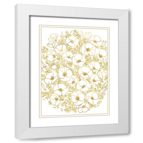 Gold California poppies White Modern Wood Framed Art Print with Double Matting by Laiz Blursbyai, Rosana