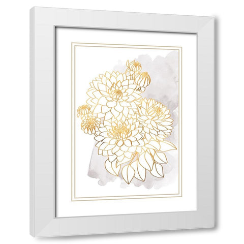 Pacey bouquet in gold and grey White Modern Wood Framed Art Print with Double Matting by Laiz Blursbyai, Rosana