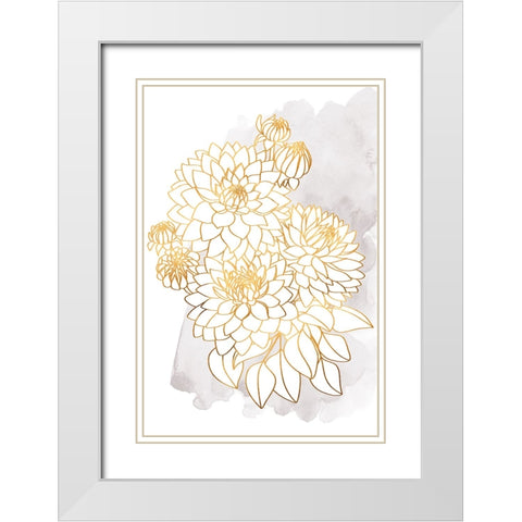 Pacey bouquet in gold and grey White Modern Wood Framed Art Print with Double Matting by Laiz Blursbyai, Rosana